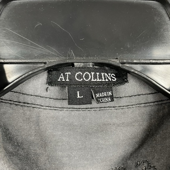 At Collins Shirt Mens Large Gray Affliction Style Embroidered Damask Y2K Button - Picture 8 of 9